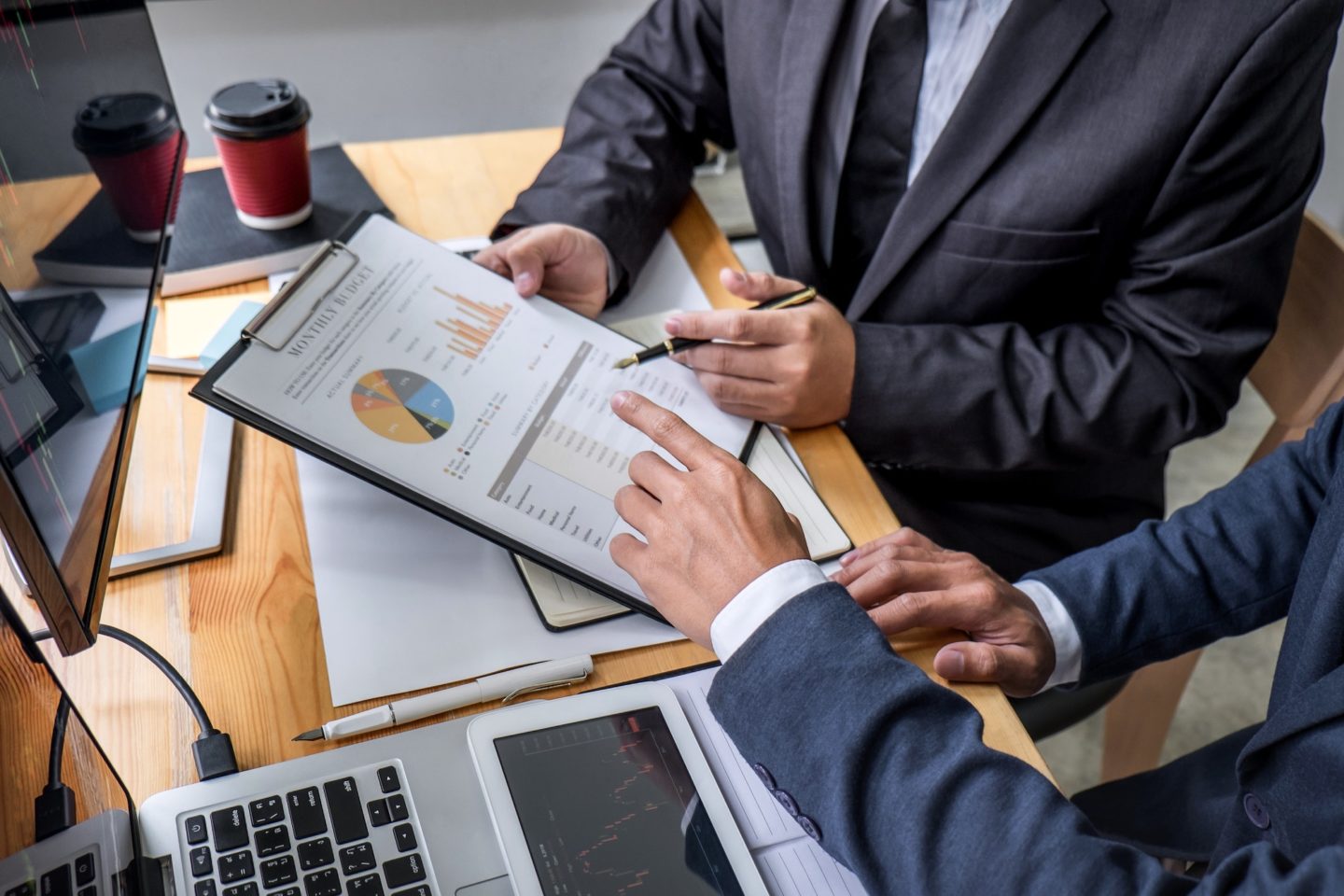 Businessman discussing revenue growth strategy